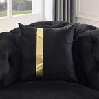 Canapé Chesterfield luxueux en velours de 229 cm avec capitonnage, accents dorés et 2 coussins - Velours italien haut de gamme 280g pour salons élégants