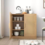 1 meuble de rangement en grain de bois noir (porte en osier), meuble de rangement décoratif
