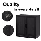 1 meuble de rangement en grain de bois noir (porte en osier), meuble de rangement décoratif