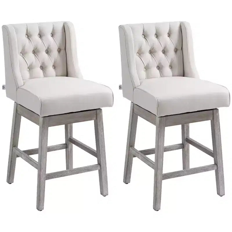 Vatros Counter Height Bar Stools Set of 2, Counter Height Upholstered Barstools, Swivel Bar Stool