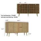 Famapy Boho - Armoire de Rangement d'inspiration bohème avec Portes en Rotin Tressé et Poignées Dorées - Polyvalente pour Chambre, Bureau, Restaurant et Salon