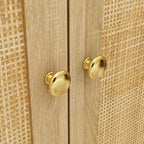 Famapy Boho - Armoire de Rangement d'inspiration bohème avec Portes en Rotin Tressé et Poignées Dorées - Polyvalente pour Chambre, Bureau, Restaurant et Salon