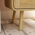 Famapy Boho - Armoire de Rangement d'inspiration bohème avec Portes en Rotin Tressé et Poignées Dorées - Polyvalente pour Chambre, Bureau, Restaurant et Salon