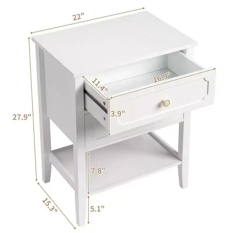 Karl Home | Solid Wood Nightstand with Two Drawers
