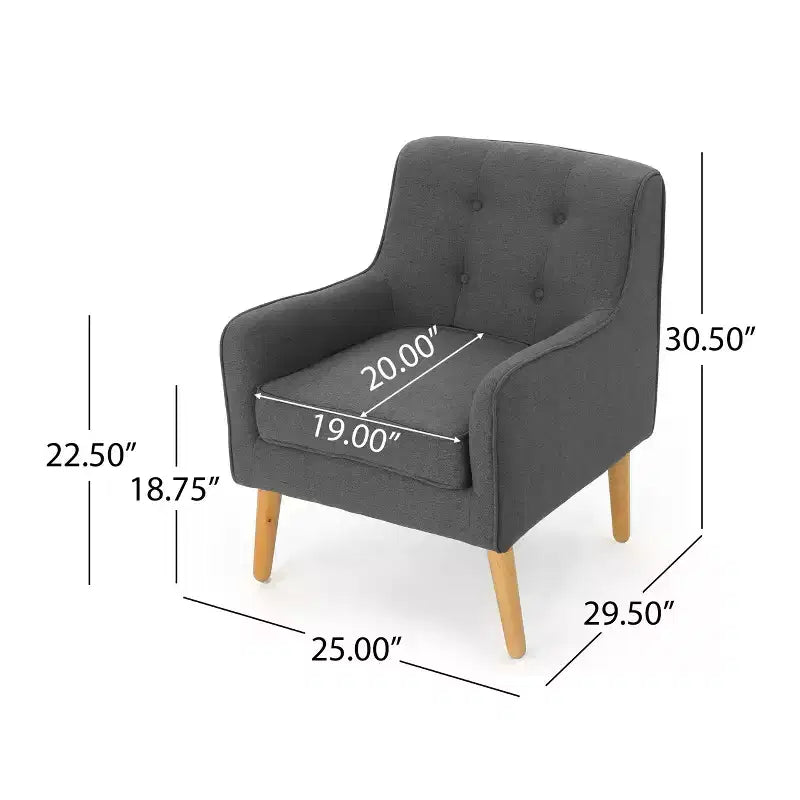 Christopher Knight Home Calix, fauteuil d'appoint rembourré capitonné, style moderne du milieu du siècle