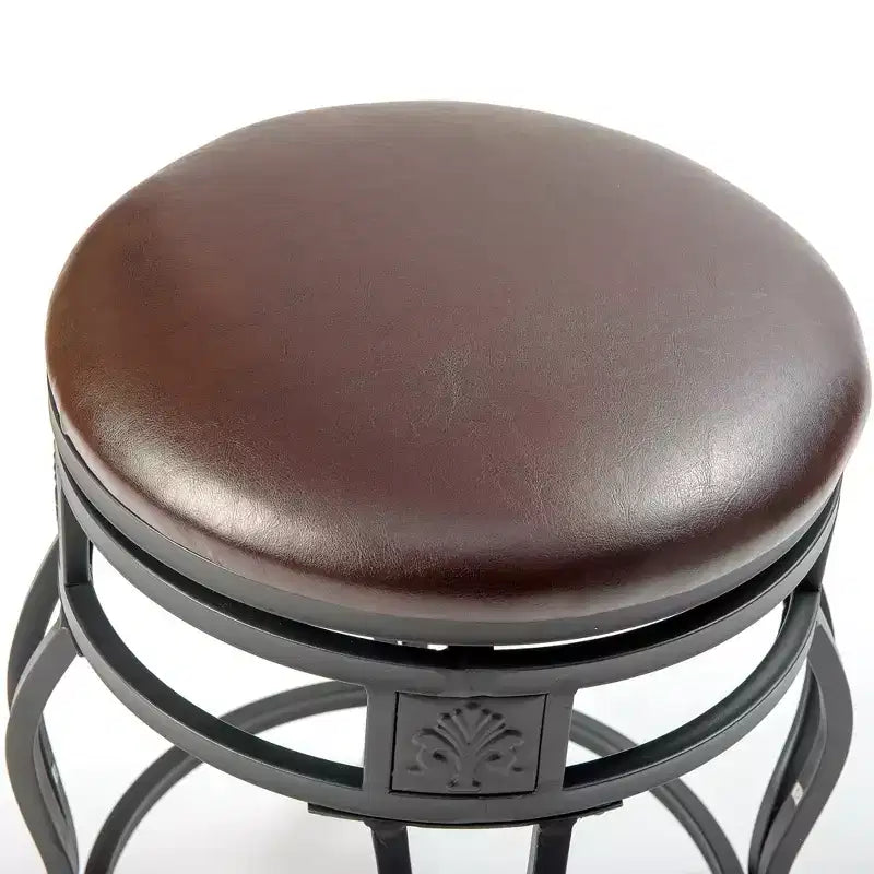 eHemco Tabouret de bar pivotant en métal de hauteur de comptoir de cuisine avec siège rembourré en similicuir, 24 pouces, noir, ensemble de 2