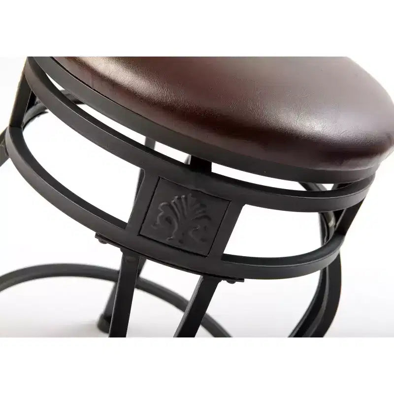 eHemco Tabouret de bar pivotant en métal de hauteur de comptoir de cuisine avec siège rembourré en similicuir, 24 pouces, noir, ensemble de 2