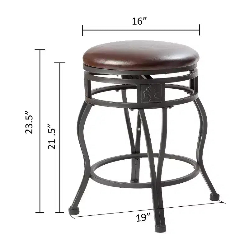 eHemco Tabouret de bar pivotant en métal de hauteur de comptoir de cuisine avec siège rembourré en similicuir, 24 pouces, noir, ensemble de 2