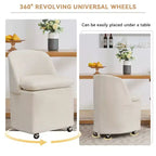Lot de 2 chaises de salle à manger en tissu chenille avec roulettes universelles, beige