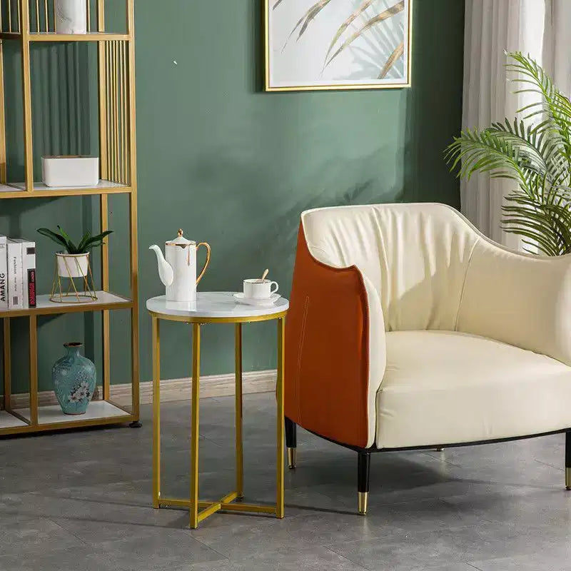 Karl Home | Table d'appoint ronde simple en marbre blanc