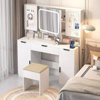 Karl Home | Coiffeuse Blanche avec Miroir Lumineux à LED