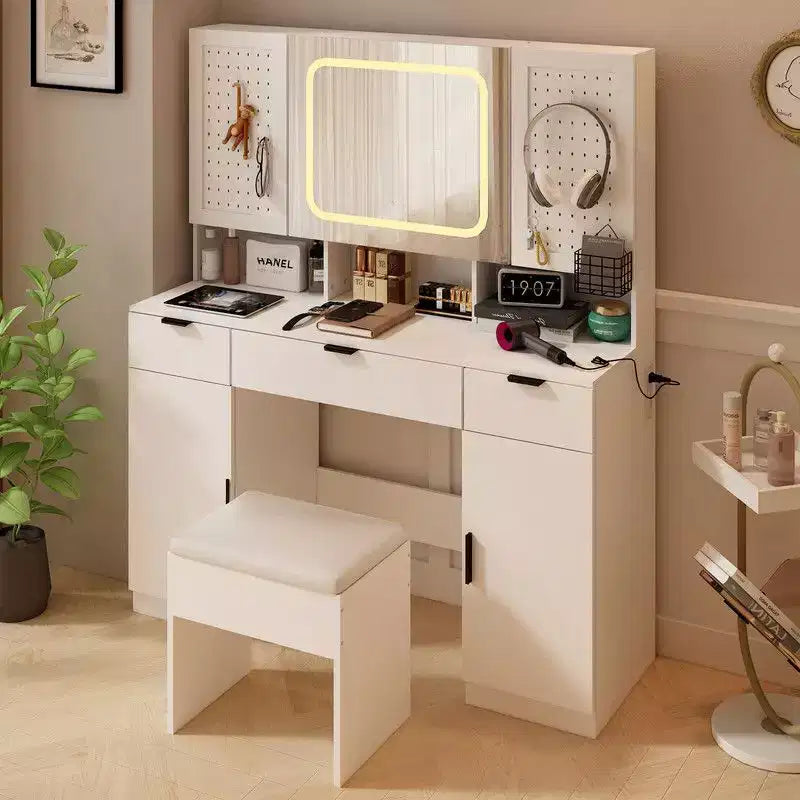 Karl Home | Coiffeuse Blanche avec Miroir Lumineux à LED