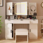 Karl Home | Coiffeuse Blanche avec Miroir Lumineux à LED