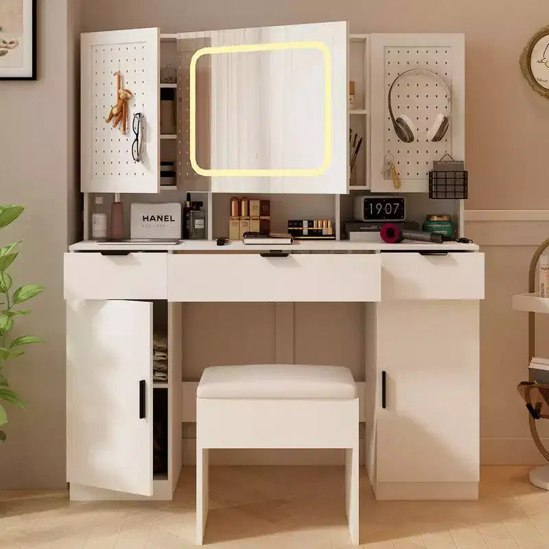 Karl Home | Coiffeuse Blanche avec Miroir Lumineux à LED