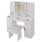 Karl Home | Coiffeuse Blanche avec Miroir Lumineux à LED