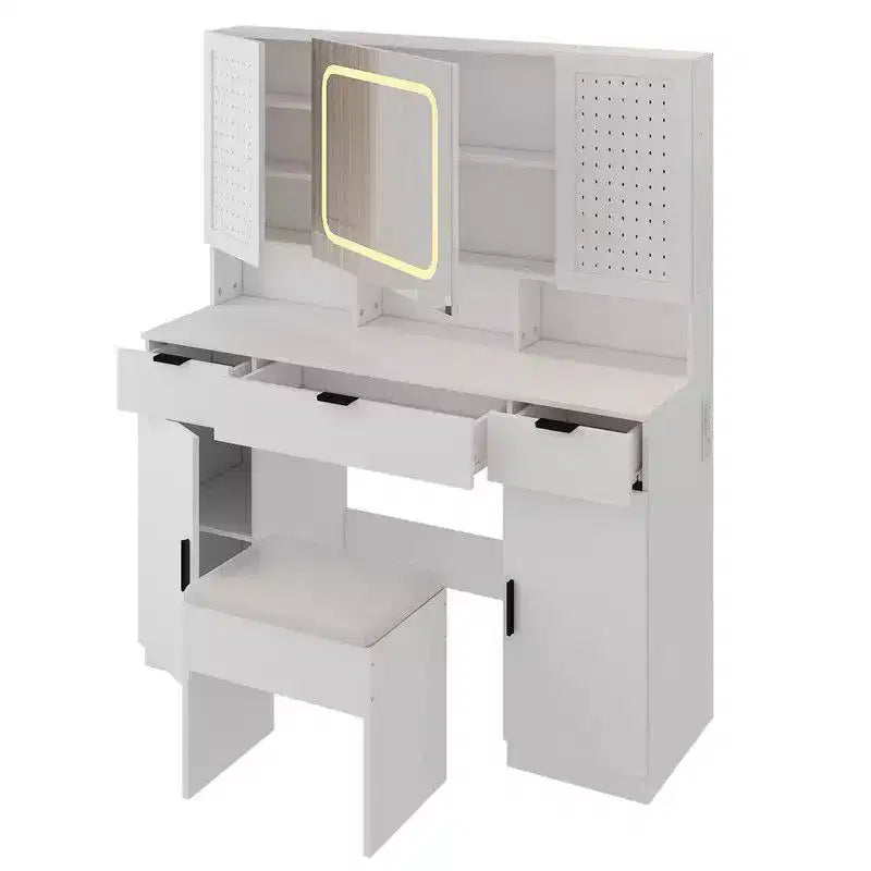 Karl Home | Coiffeuse Blanche avec Miroir Lumineux à LED