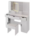 Karl Home | Coiffeuse Blanche avec Miroir Lumineux à LED