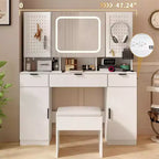 Karl Home | Coiffeuse Blanche avec Miroir Lumineux à LED