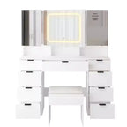 Karl Home | Grande coiffeuse avec 3 miroirs ouvrants et lumières LED