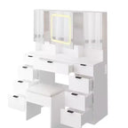 Karl Home | Grande coiffeuse avec 3 miroirs ouvrants et lumières LED