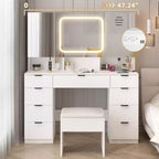 Karl Home | Grande coiffeuse avec 3 miroirs ouvrants et lumières LED