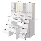 Karl Home | Grande coiffeuse avec 3 miroirs ouvrants et lumières LED