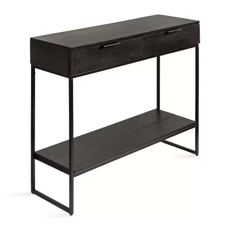 Kate and Laurel Malone Wood and Metal Console Table, 36x13x31, Black