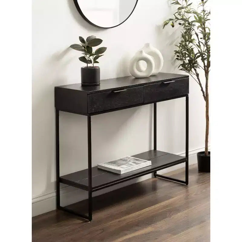 Kate and Laurel Malone Console Table en bois et métal, 36x13x31, Noir