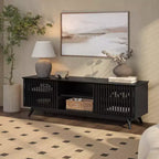 Meuble TV moderne mi-siècle en bois massif Plank+Beam 59 avec 2 portes