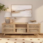 Meuble TV moderne mi-siècle en bois massif Plank+Beam 59 avec 2 portes