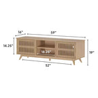 Meuble TV moderne mi-siècle en bois massif Plank+Beam 59 avec 2 portes