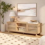 Meuble TV moderne mi-siècle en bois massif Plank+Beam 59 avec 2 portes