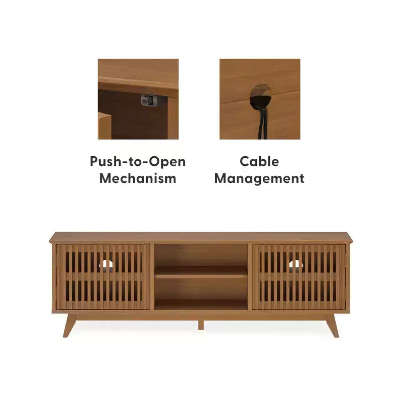 Meuble TV moderne mi-siècle en bois massif Plank+Beam 59 avec 2 portes