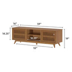 Meuble TV moderne mi-siècle en bois massif Plank+Beam 59 avec 2 portes