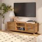 Meuble TV moderne mi-siècle en bois massif Plank+Beam 59 avec 2 portes
