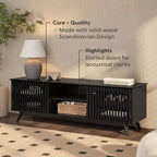Meuble TV moderne mi-siècle en bois massif Plank+Beam 59 avec 2 portes