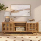 Meuble TV moderne mi-siècle en bois massif Plank+Beam 59 avec 2 portes