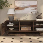 Meuble TV moderne mi-siècle en bois massif Plank+Beam 59 avec 2 portes