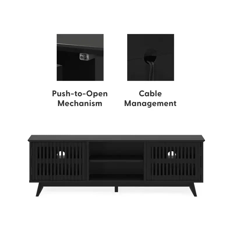 Meuble TV moderne mi-siècle en bois massif Plank+Beam 59 avec 2 portes