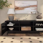 Meuble TV moderne mi-siècle en bois massif Plank+Beam 59 avec 2 portes