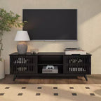 Meuble TV moderne mi-siècle en bois massif Plank+Beam 59 avec 2 portes