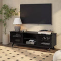 Meuble TV moderne mi-siècle en bois massif Plank+Beam 59 avec 2 portes