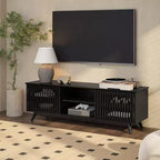 Meuble TV moderne mi-siècle en bois massif Plank+Beam 59 avec 2 portes