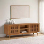 Meuble TV moderne mi-siècle en bois massif Plank+Beam 59 avec 2 portes