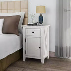 eHemco X-Side Table de chevet/d'appoint en bois avec 1 tiroir et 1 meuble de rangement à 1 porte