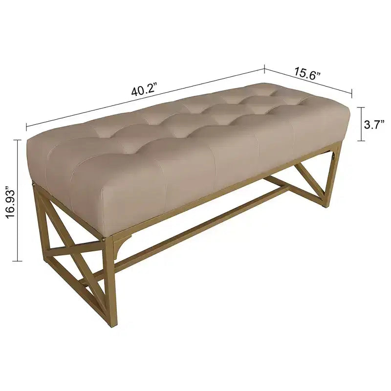 Banc moderne en similicuir eHemco, 102 cm, doré