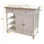 Îlot de cuisine en bois Euro eHemco avec armoire de rangement, 2 tiroirs et 3 étagères ouvertes, Blanc