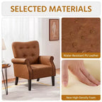 Yaheetech Lot de 2 fauteuils modernes du milieu du siècle en similicuir avec dossier haut capitonné pour salon, chambre, marron rétro