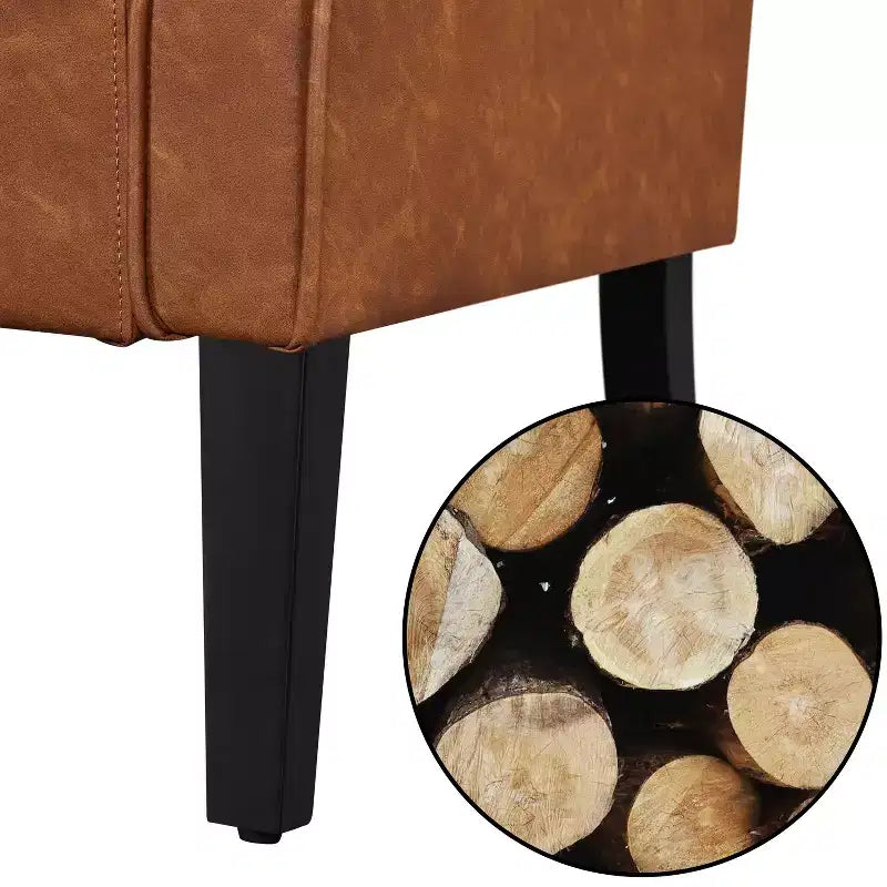 Yaheetech Lot de 2 fauteuils modernes du milieu du siècle en similicuir avec dossier haut capitonné pour salon, chambre, marron rétro