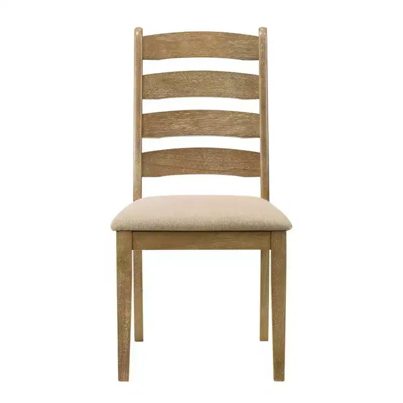 Simple Relax Lot de 2 chaises de salle à manger rembourrées à dossier échelle en chêne marron et beige